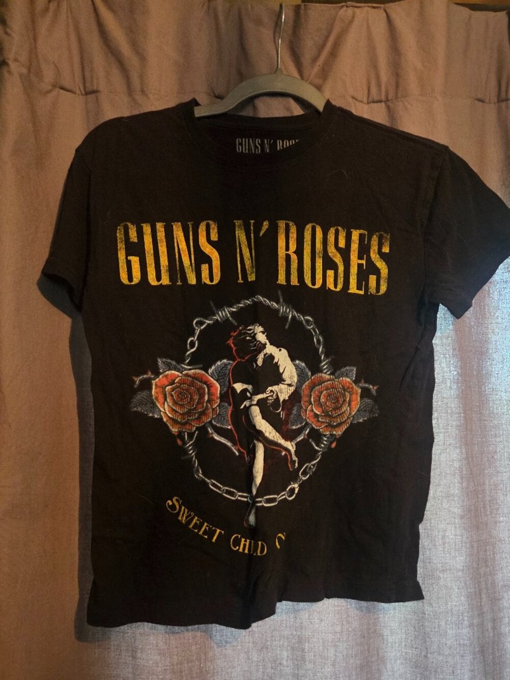 Target Guns N' Roses Black Graphic Tee with Yellow and Red Print, Small